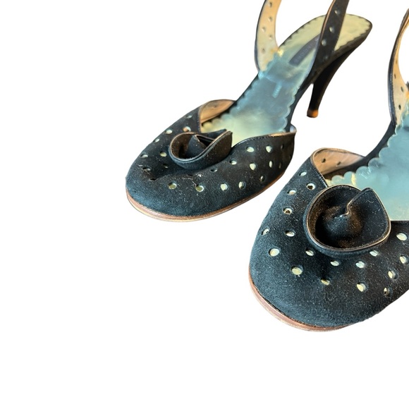 Marc Jacobs Demure Black Suede Slingback Heels - Picture 3 of 6